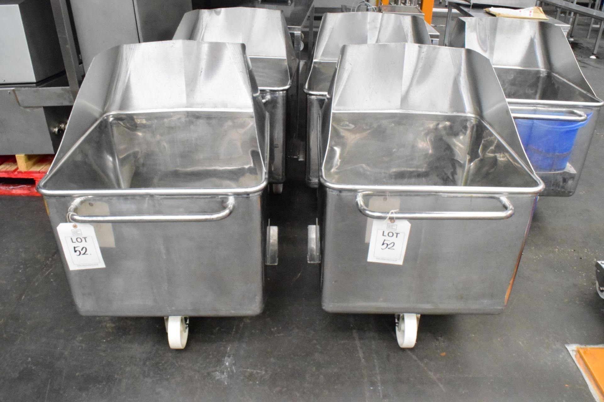 2 x stainless steel chuted tote bins, 200 litre units Lift out charge to be applied: £10 plus VAT - Image 2 of 3