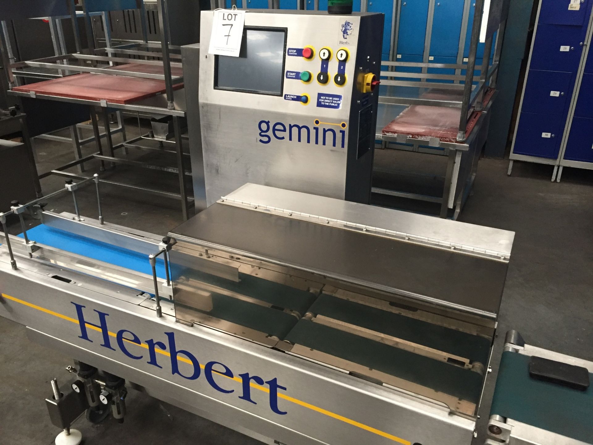Herbert Gemini Checkweigher, year 2003, weighing 0,1 kg - 4 kg, 2 line unit, overall dimensions: - Image 2 of 6