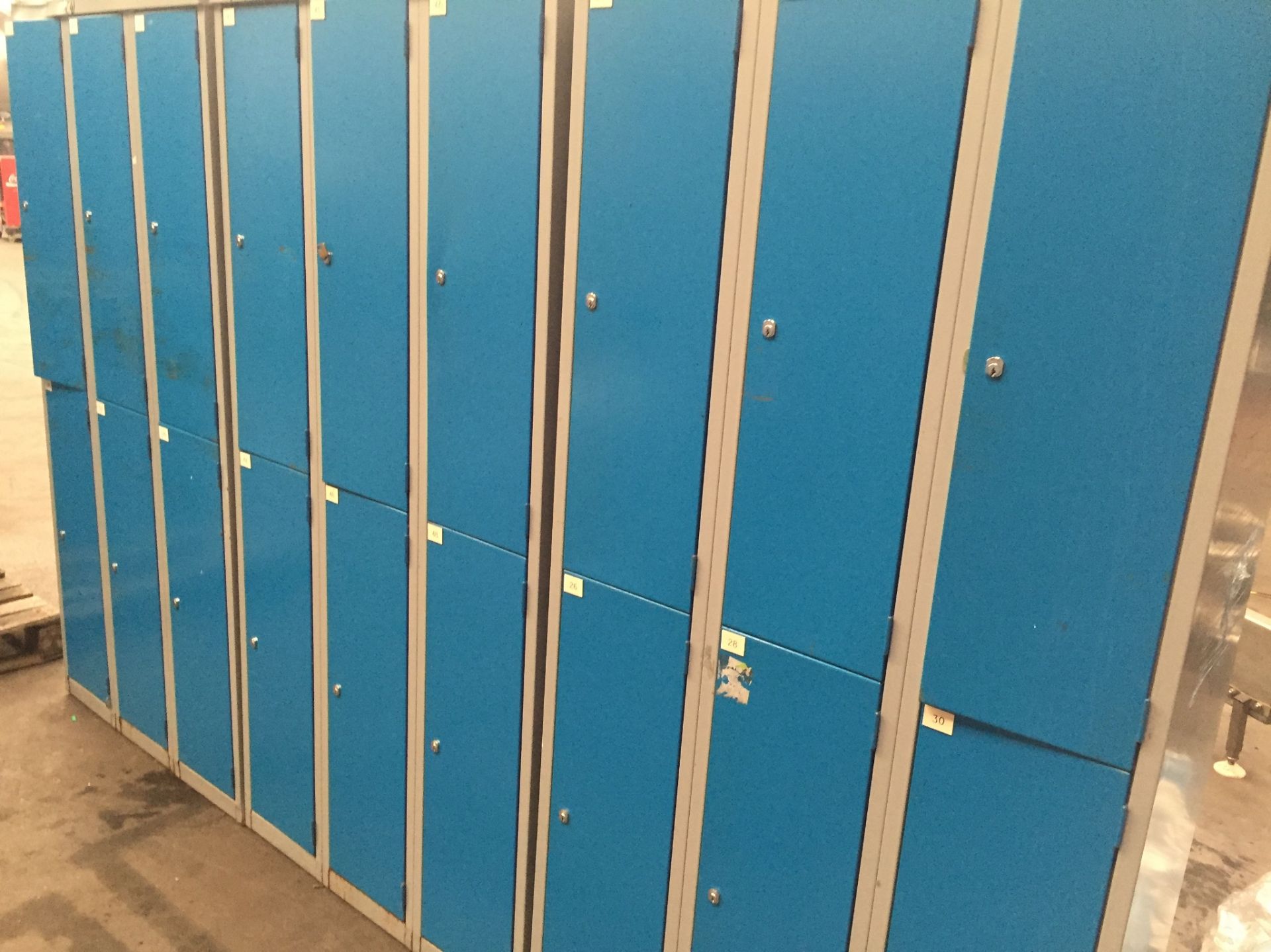 3 x lockers, each with 6 compartments, dimensions: 1800 H x 900 W x 460 Lift out charge to be