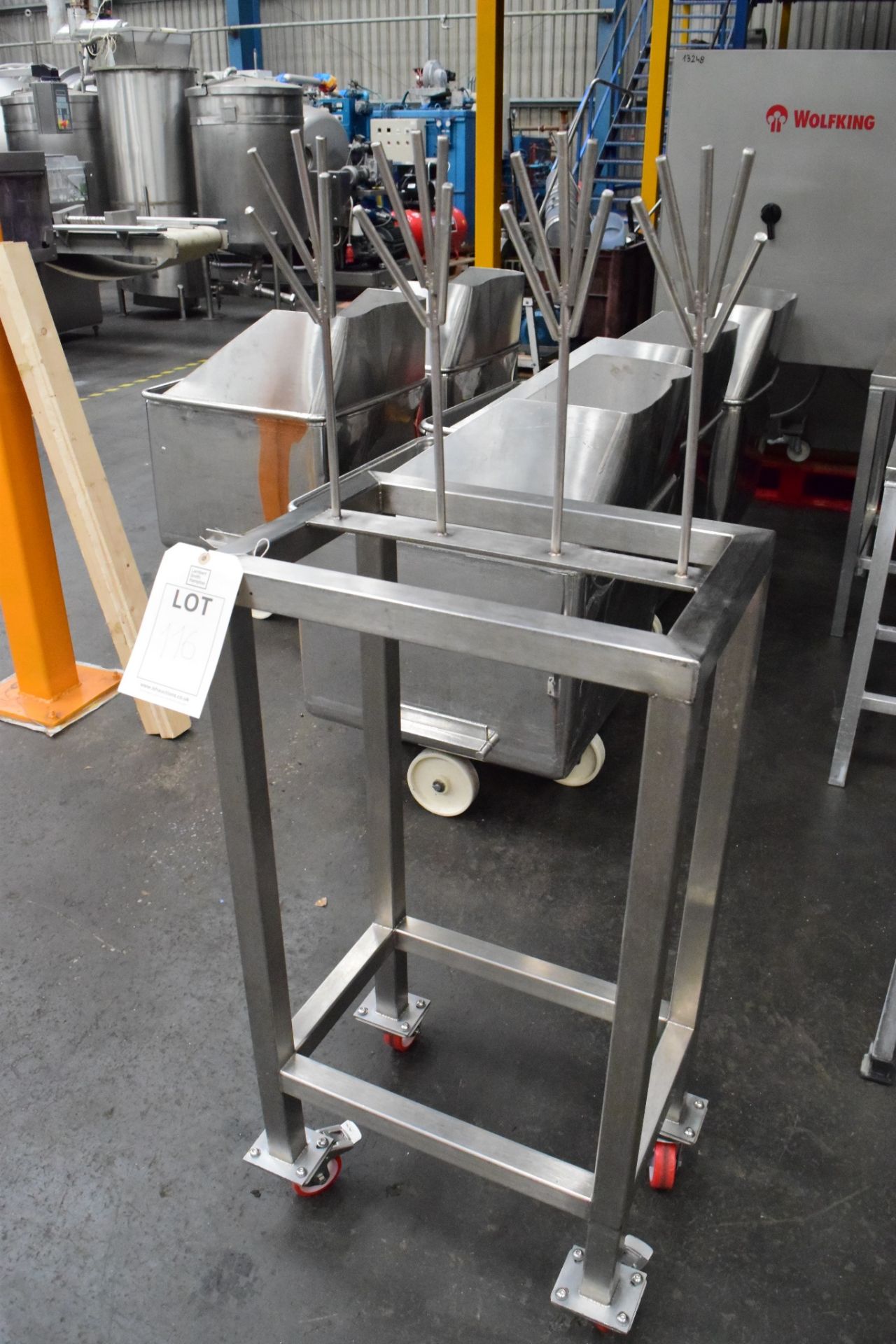 stainless steel glove holder, on wheels 50 x 350 x 1400 H Lift out charge to be applied: £5 plus - Image 2 of 2