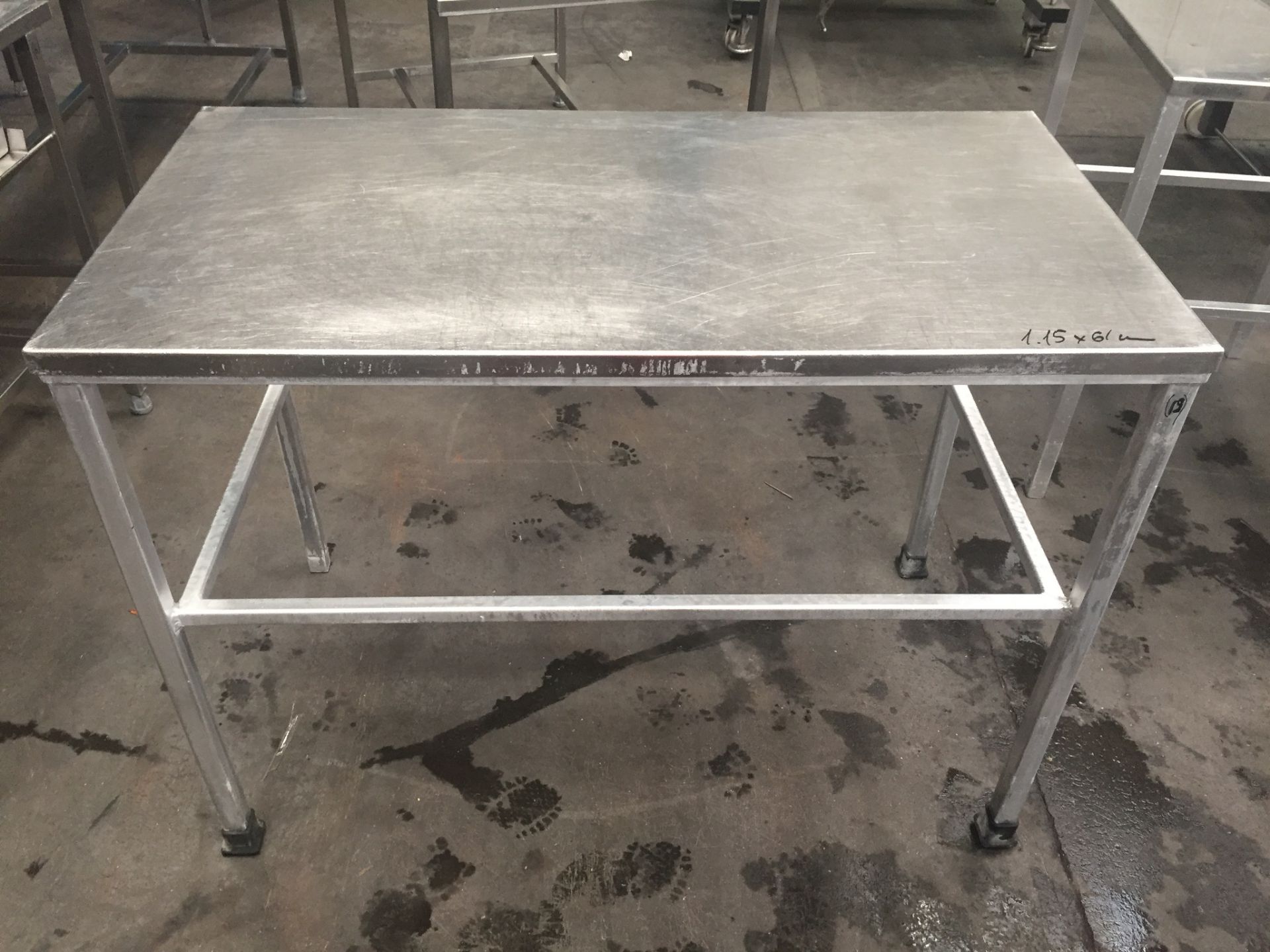 stainless steel table top with aluminium frame 1150 x 610 Lift out charge to be applied: £5 plus
