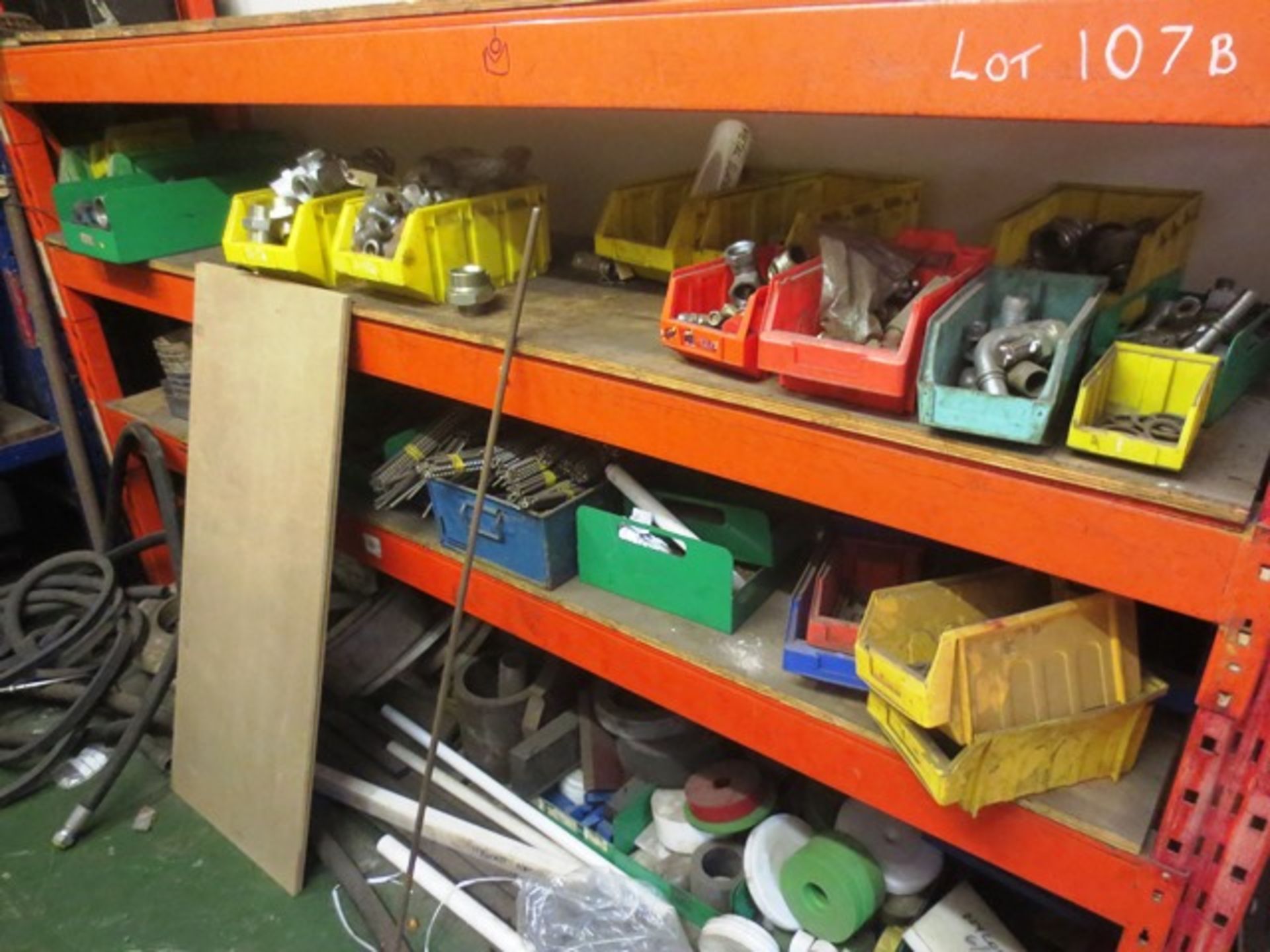 Assorted tooling, hydraulic couplings, stitching, heavy duty spanners, etc. (located on lot 107B)