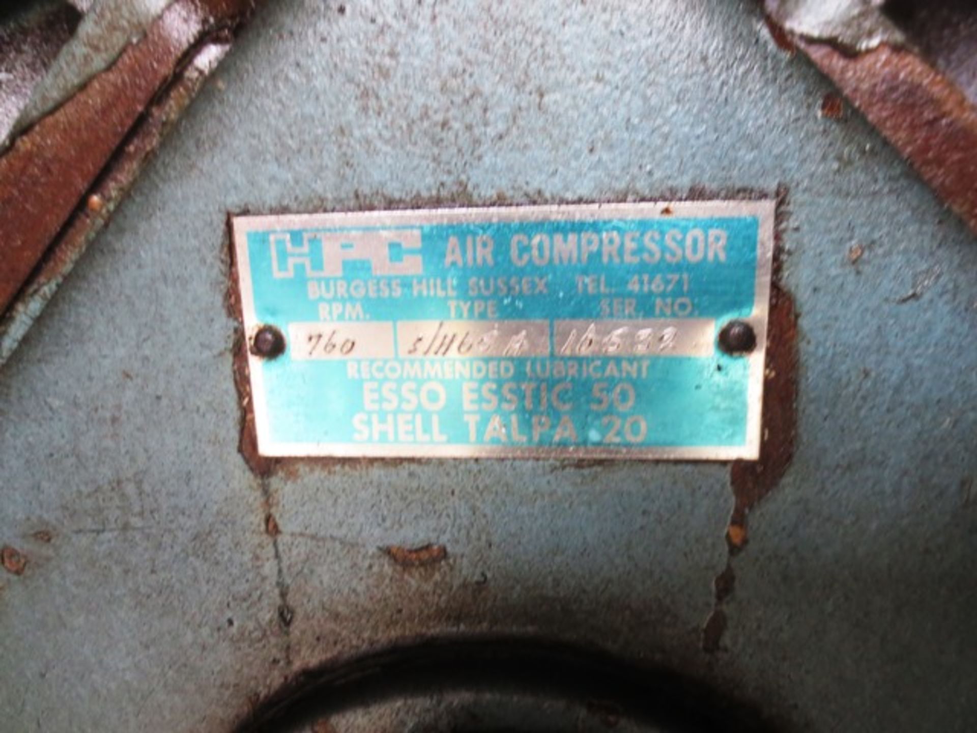 HPC S/H65 H reciprocating air compressor set, mounted on air receiver, serial no: 16532 (Please - Image 2 of 2