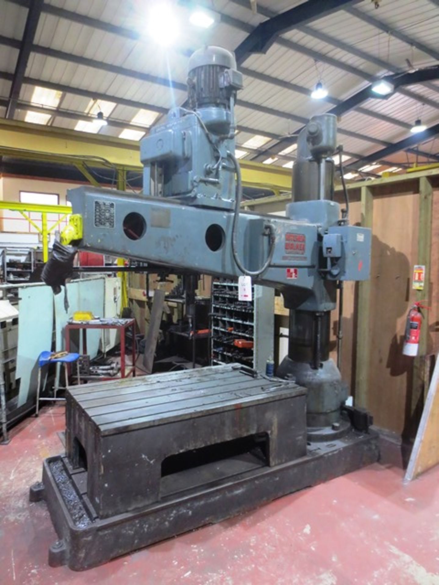 Kitchen Walker E3 6ft elevating column radial arm drill, serial no: 3210 (1979), spindle speeds 12