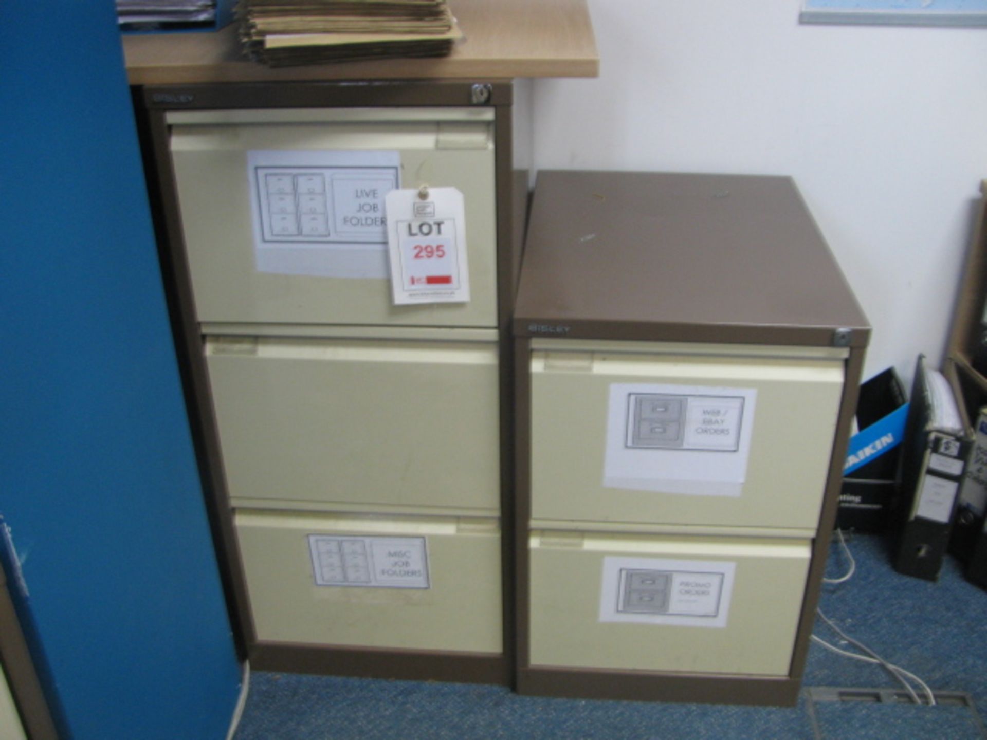 Steel 3 drawer and 2 drawer filing cabinet