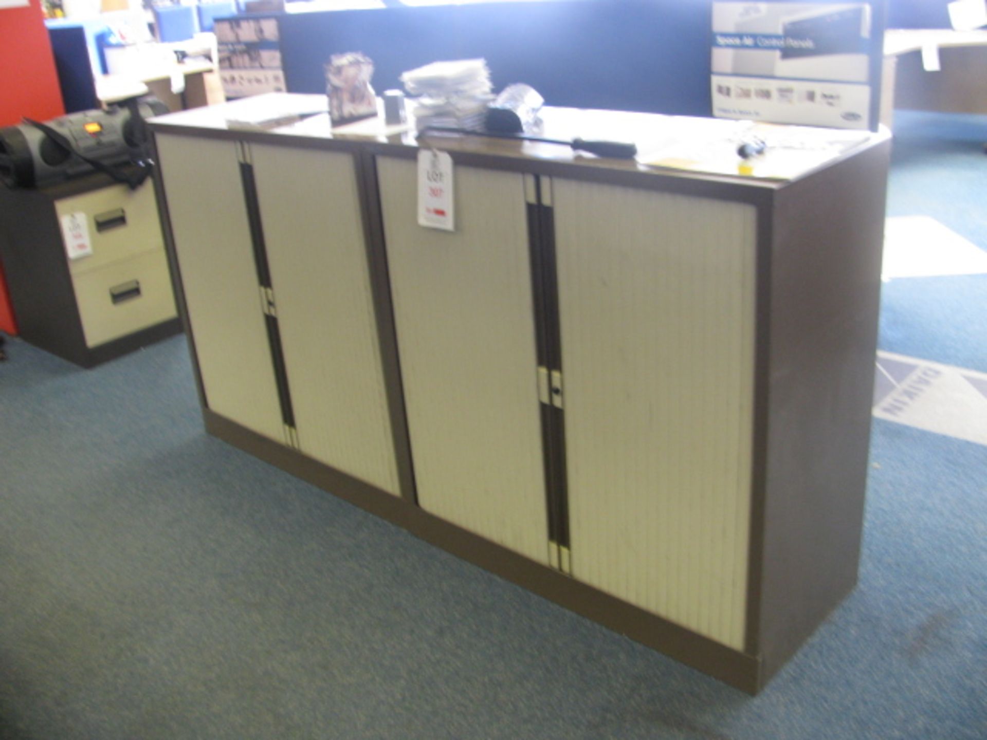 3 x steel tambour front stationery cupboard