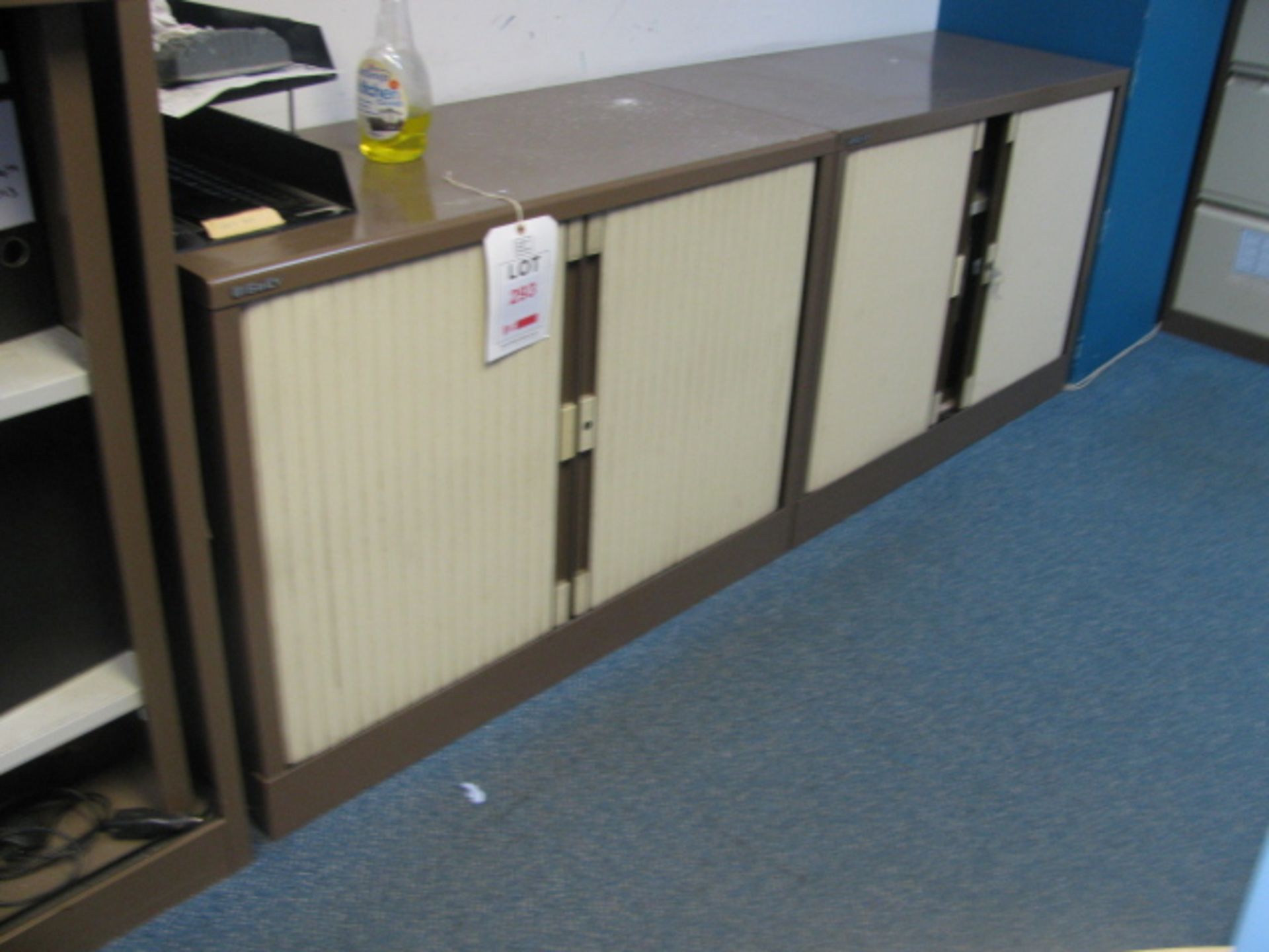 3 small tambour front steel cupboards
