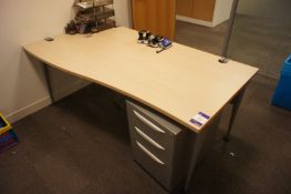 Herman Miller maple effect wave fronted Desk, 1800