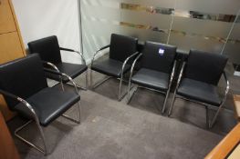 5 chrome and leather effect Meeting Chairs