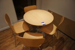 Beech effect circular Canteen Table, 800mm with 4