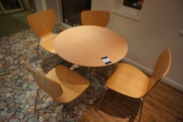 Beech effect circular Canteen Table, 800mm with 4