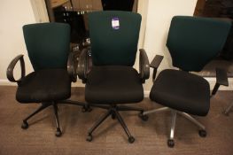 3 Orangebox office Chairs, green/black