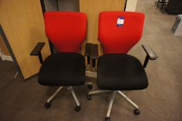 2 Orangebox X10 upholstered office Chairs, red