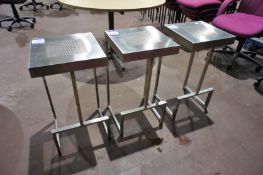 3 contemporary stainless steel Kitchen Stools, 360mm x 360mm x 690mm