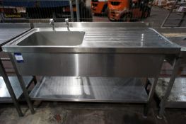 Stainless steel single bowl Sink Unit, 1500mm x 650mm