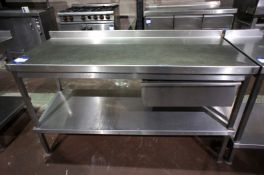 Stainless steel 2-tier Preparation Table, 1500mm x 600mm, with drawer