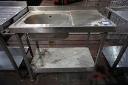 Stainless steel single bowl Sink Unit, 1000mm x 600mm