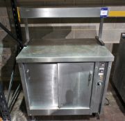 Stainless steel double door Hot Cupboard, 240volts, with food warming gantry