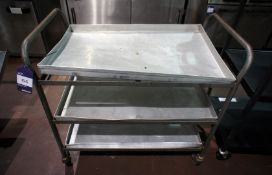 Steel fabricated 3-tier mobile Trolley, 960mm x 570mm, with aluminium trays