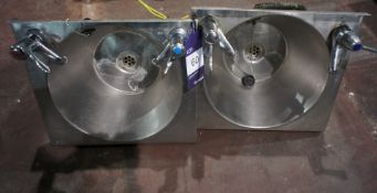 2 stainless steel wall mounted Hand Wash Sinks, 380mm x 330mm