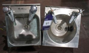2 various stainless steel wall mounted Hand Wash Sinks