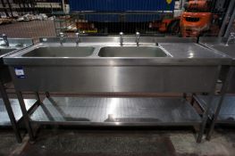 Stainless steel double bowl Sink Unit, 1800mm x 650mm