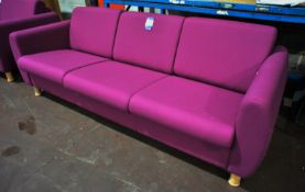 Upholstered 3-seater Reception Sofa, fuchsia