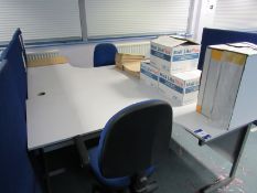 3 right hand radius Desks, 1600mm x 1200mm, grey,