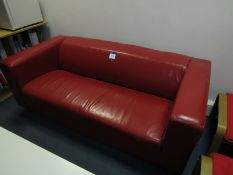 Leather effect Sofa, 1800mm x 870mm x 660mm, red