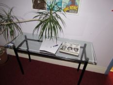Glass topped Side Table, 1270mm x 450mm