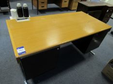 Oak effect twin pedestal Desk, 1500mm x 750mm