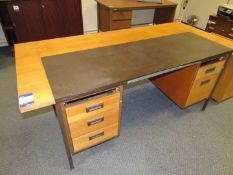 Oak and leather twin pedestal Desk