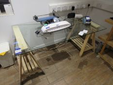 Glass and tressel Desk, 1500mm x 800mm