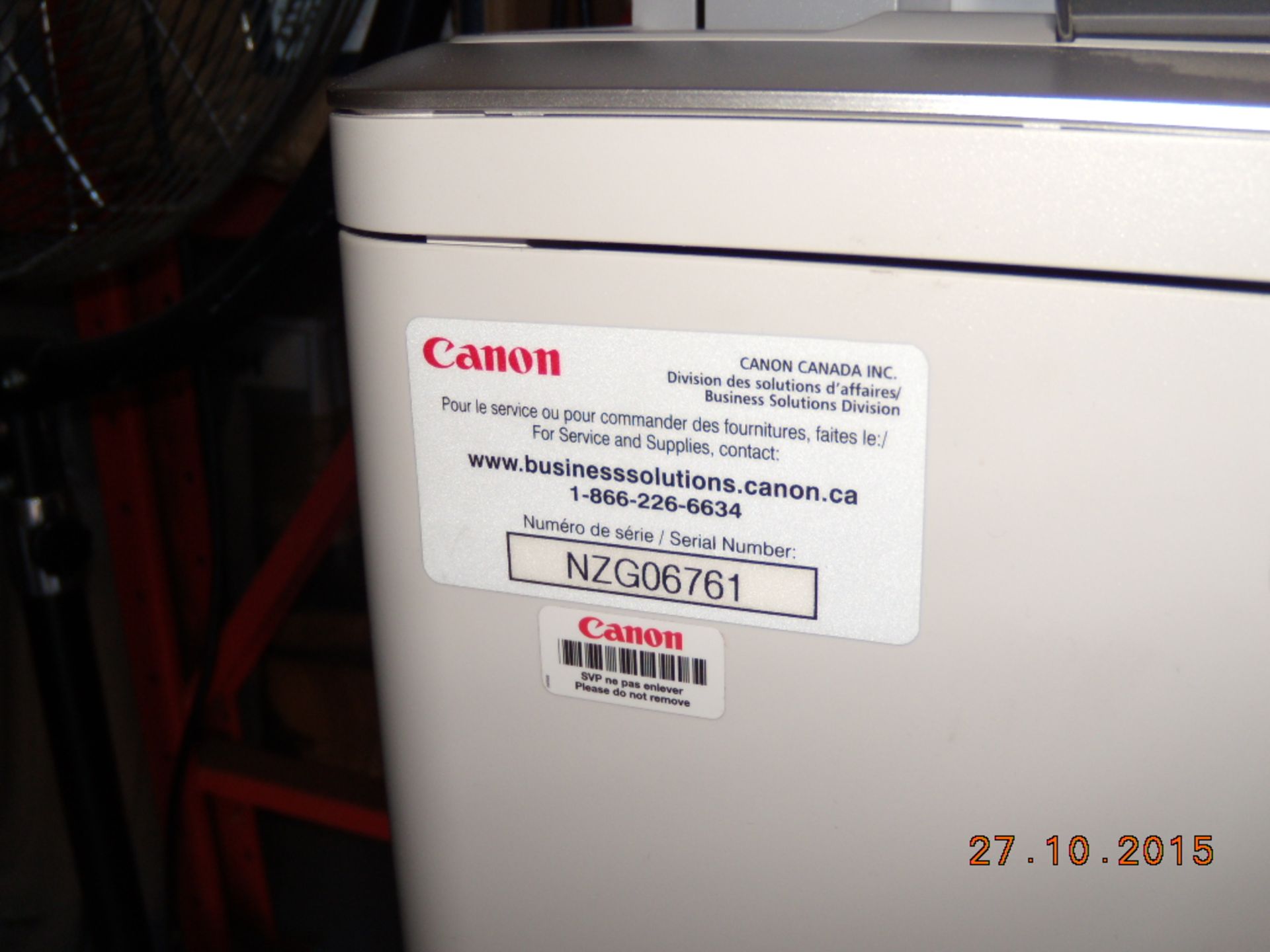 CANON COLOR COPIER, Mod: IMAGERUNNER C30301F - Image 3 of 3