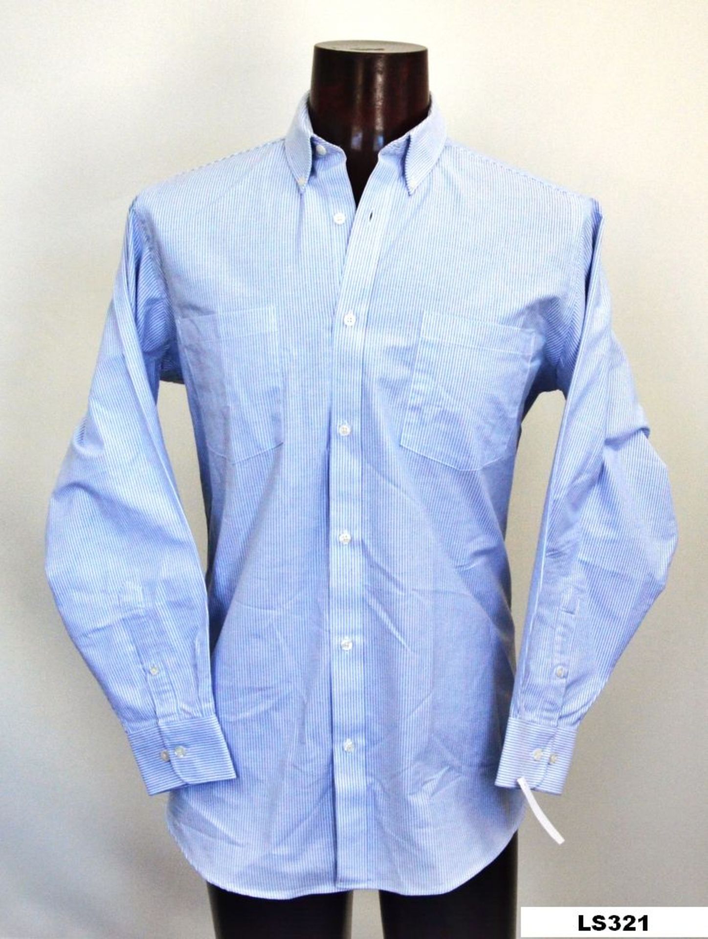 320 x Shirt L/S / Striped white/blue / LS321 BU
