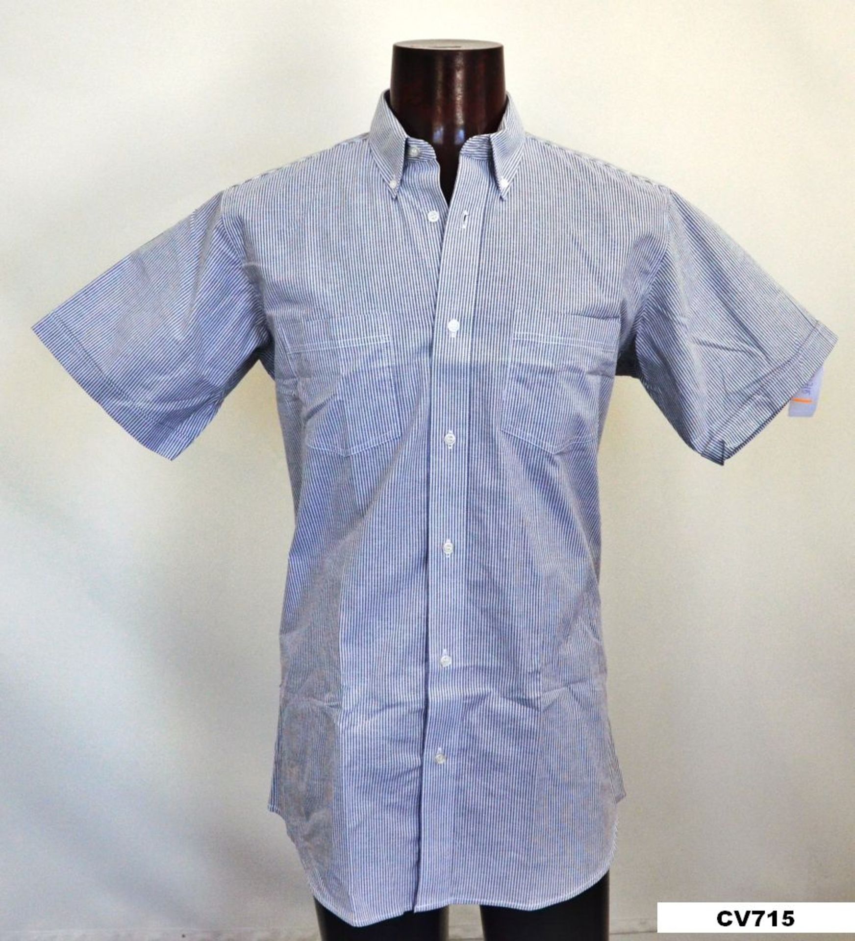 214 x Shirt S/S / Striped white/blue / CV715 BU