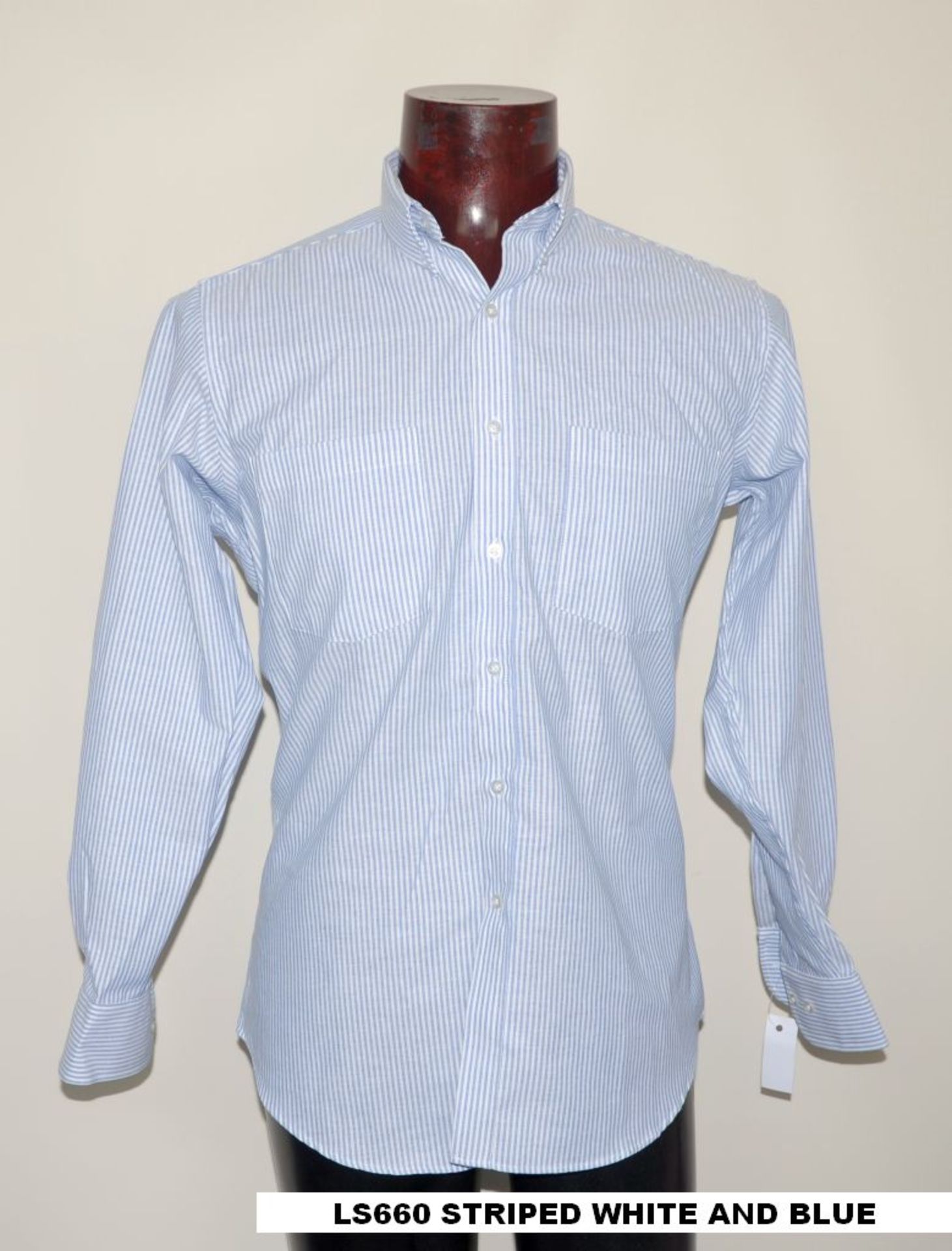 73 x Shirt L/S / Striped white/blue / LS660 BU