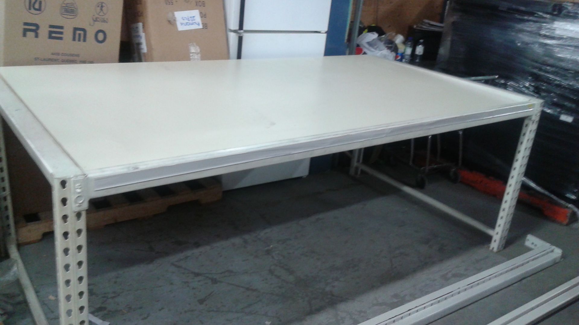 H.D. TABLE - 96'' X 48"" X 36'' (RACKING FRAME, MELAMINE TOP)