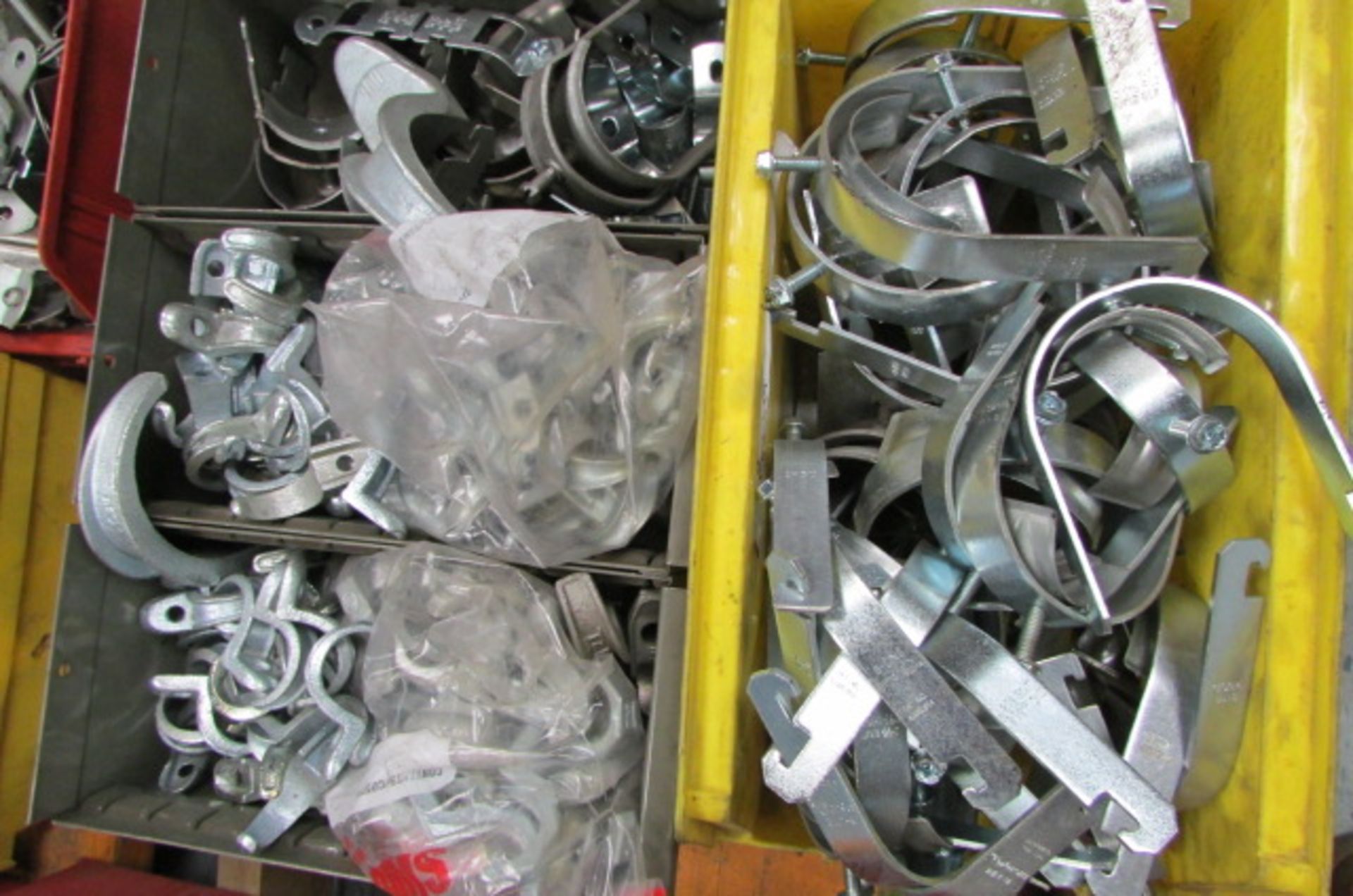 LOT: ASSORTED ELECTRICAL COMPONENTS, ALUMN. SNAP-COVERS, ASSORTED HOLD-DOWN CLAMPS & BRACKETS, GALV. - Image 8 of 8