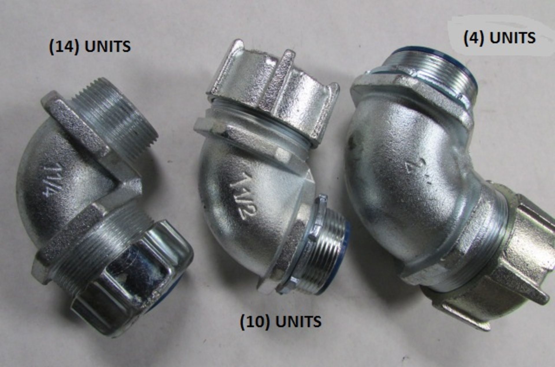 LOT: (74) 90-ANGLE CONDUIT FITTINGS (SEE PHOTOS FOR QTY. PER SIZES) - Image 2 of 2