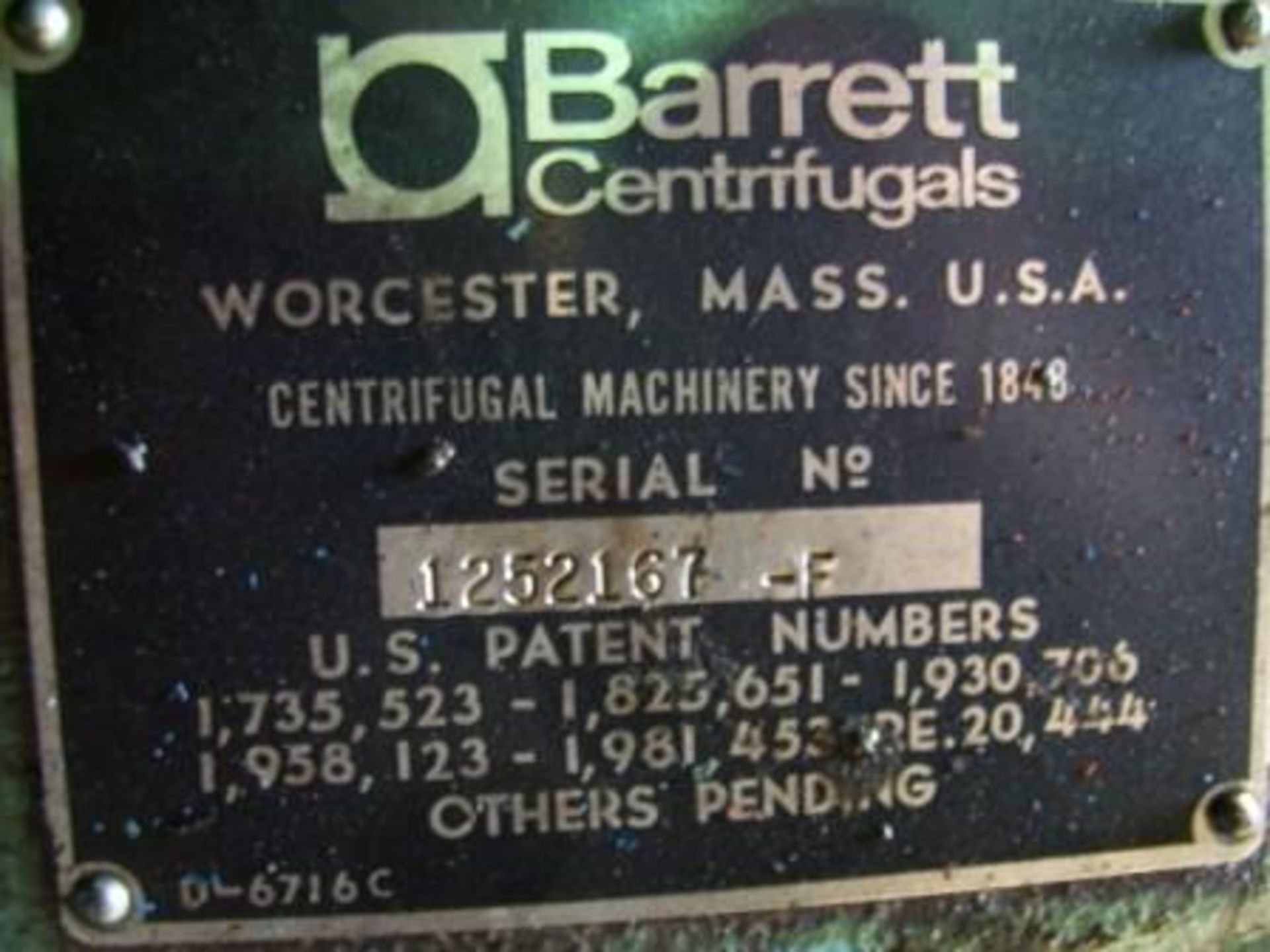 Barrett Industrial Centrifuge 1/2 HP - Image 2 of 2