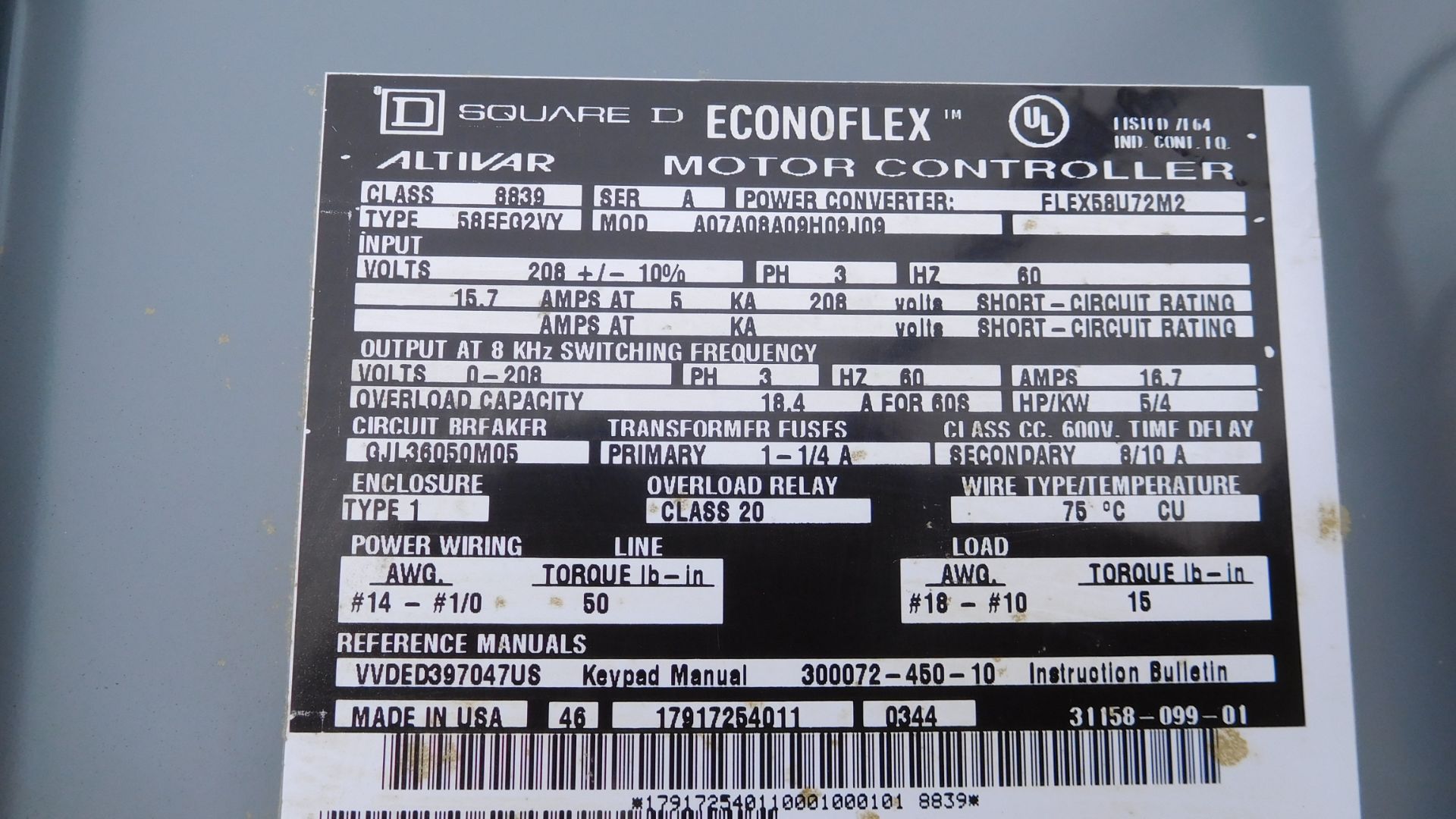 Square D Econoflex Adjustable Speed Drive Controller - Image 5 of 5