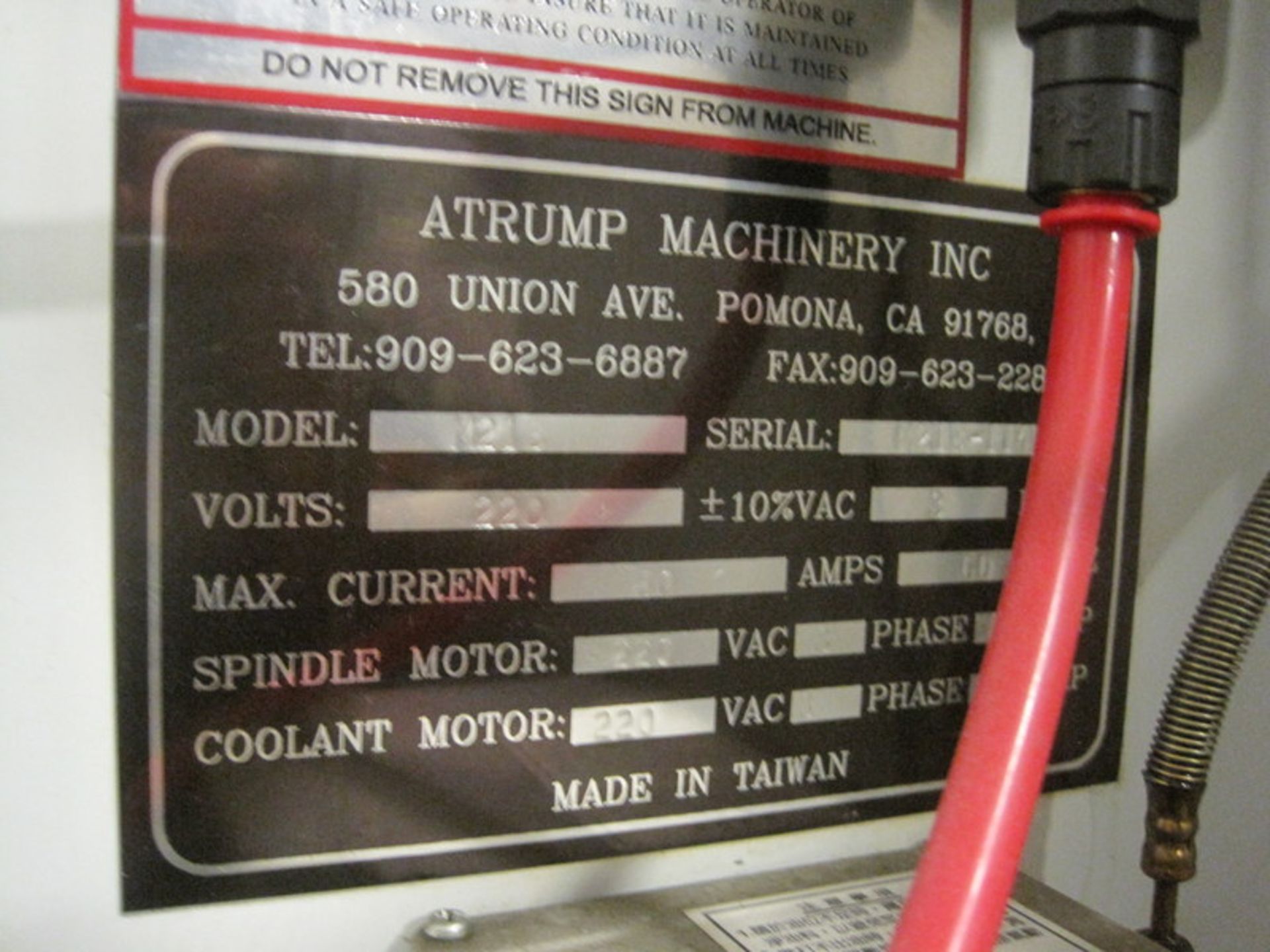 ATrump Machinery Model M218, S/N M218-114, - Image 3 of 3