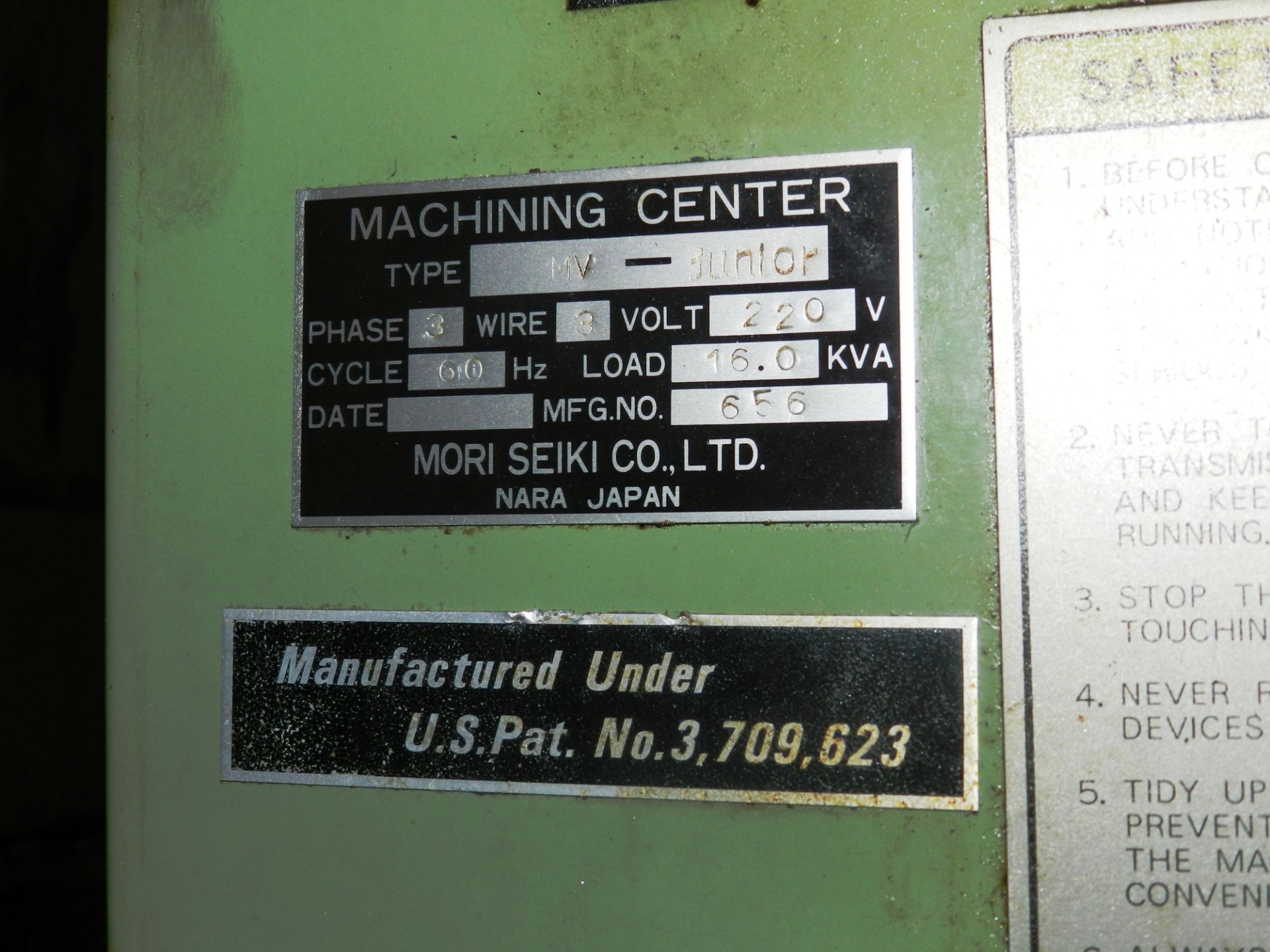 Mori Seiki MV-JUNIOR CNC Vertical Machining Center w/ Rotary Table - Image 4 of 9