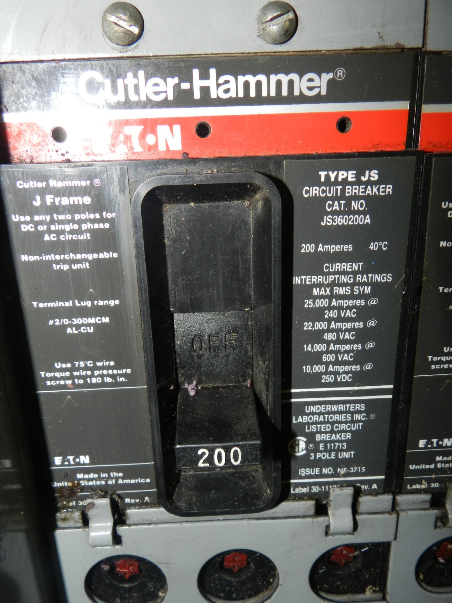 Lot of 10 - Cutler Hammer Distribution Panel: (2)250A, (2)200A, (3)60A, (3)30A - Image 5 of 12