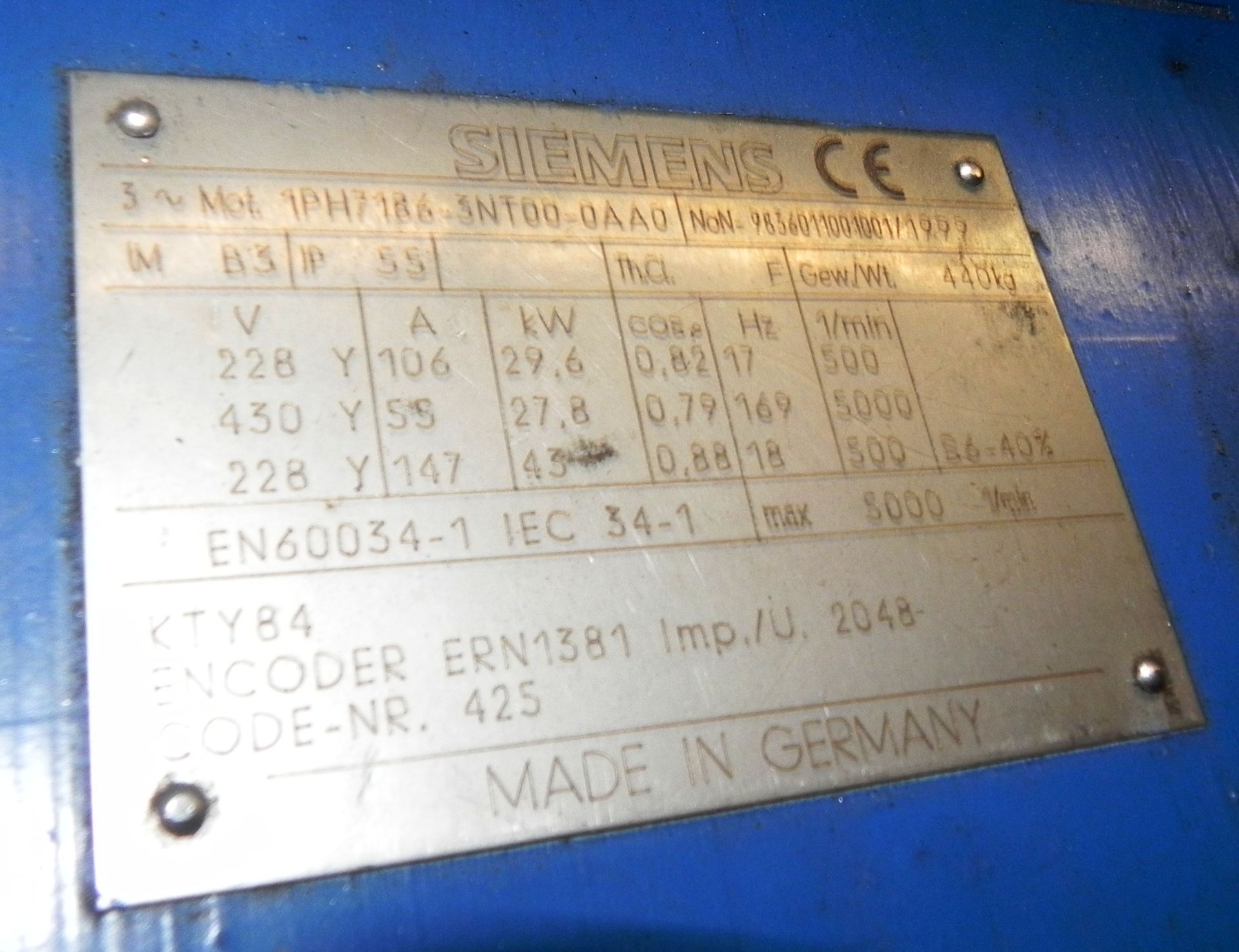 Siemens 43KW Servo Motor 1PH7186-3NT00-0AA0 - Image 2 of 3