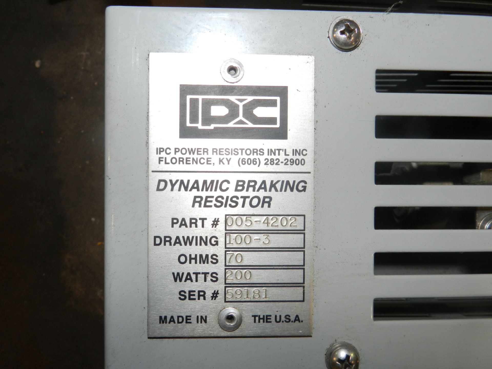 Lot of 4 - IPC 005-4202 Dynamic Braking Resistor 70 OHMS, 200 Watts - Image 2 of 3