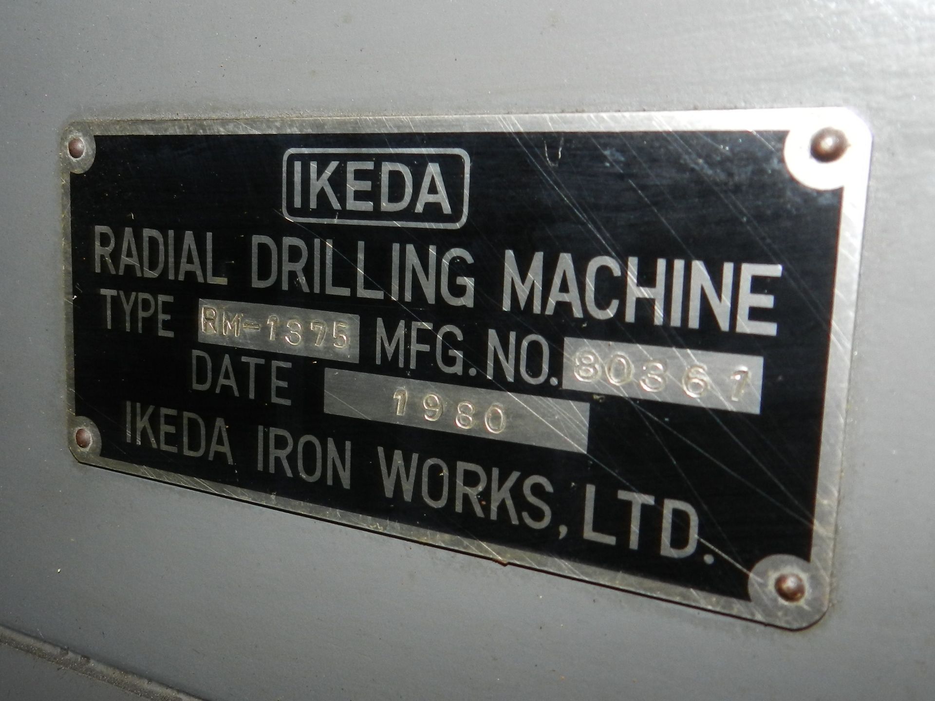 Ikeda RM-1375 Radial Drill Drilling Machine 5' x 13" - Image 8 of 8