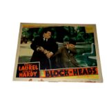 1938 - Block Heads - Lobby Card - Stan Laurel and Oliver Hardy feature on this card up to their