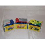 A group of three Matchbox Lesney vehclces to include a number 15 refuse truck, a number 10 lorry